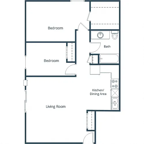 Floor plan Two Bedroom 21B
