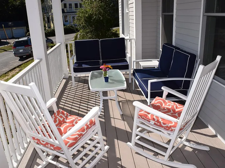 Front porch with amazing views of the Casco Bay!