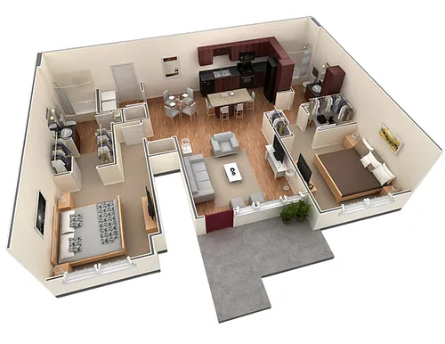 Floor plan B2 Solomini - 2 Bedroom, 2 Bathroom