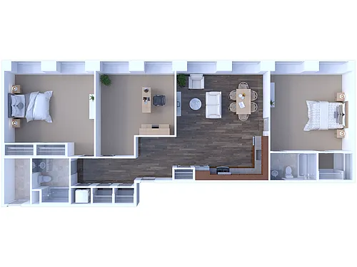 Floor plan 2 Bedroom/2 Bathroom w/ Den - 1410