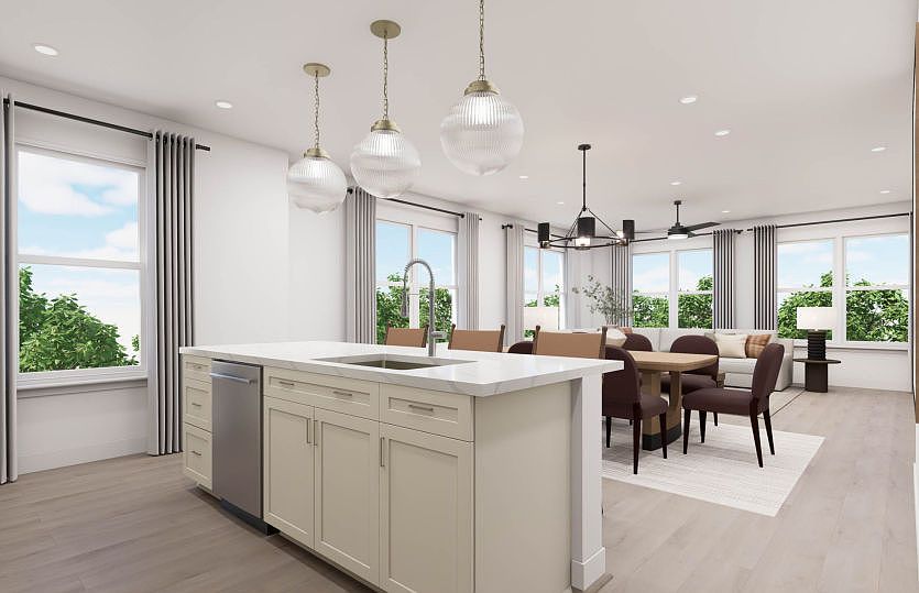 Kitchen Opens to Dining and Gathering Room