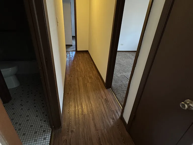 Hallways from kitchen to bath and bedrooms