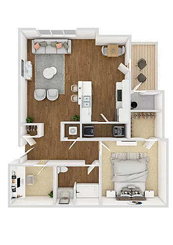 Floor plan One Bedroom with Study