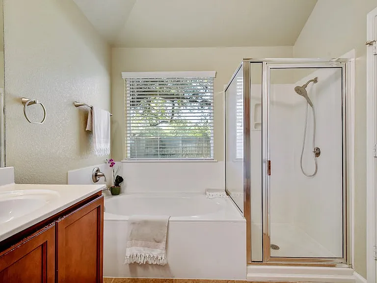 Main Bathroom - Soaking Tub, Shower, and Walk-in Closet.