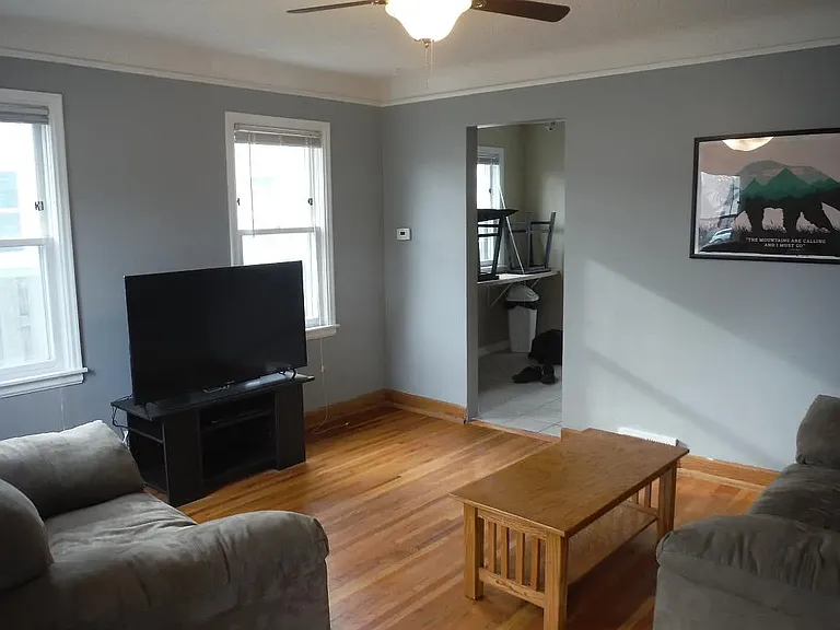 Living room with original hardwood floors!