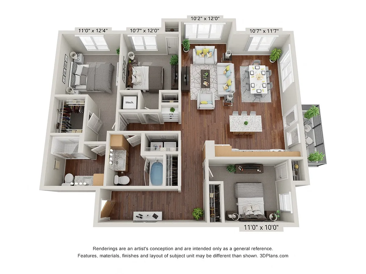 Floor plan Three Bedroom - 3C