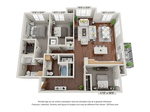 Floor plan Three Bedroom - 3C