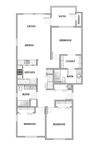 Floor plan Three-Bedroom