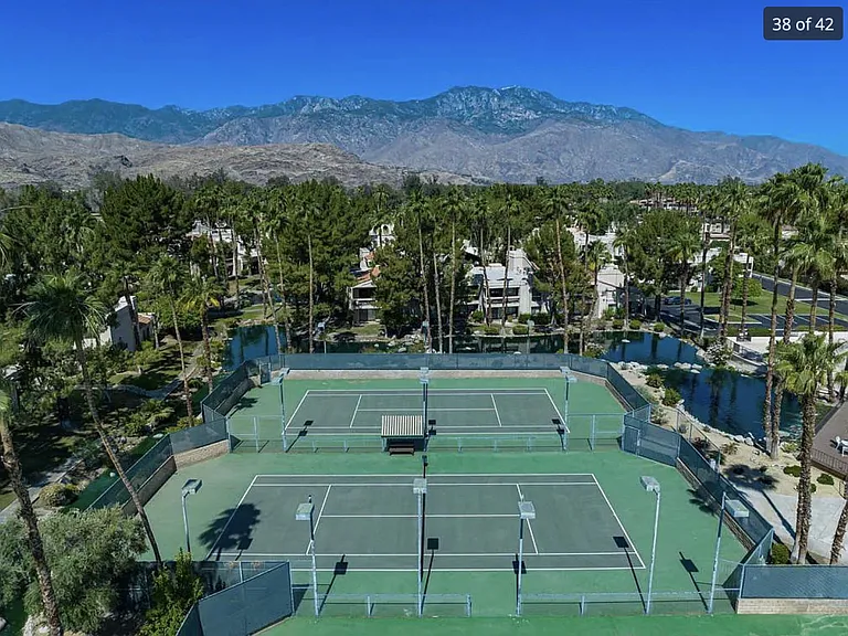 Aerial view of tennis courts