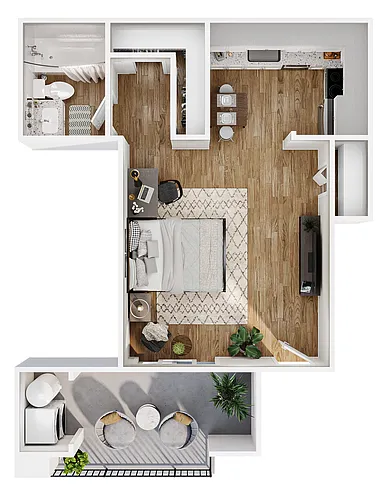 Floor plan 0 Bed, 1 Bath