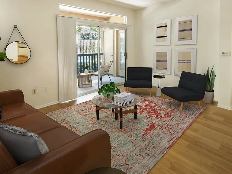Living Room with Hard Surface Flooring and Balcony