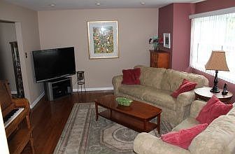 Living Room with Dining room on right