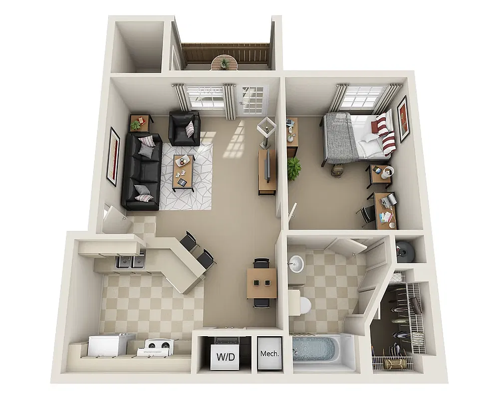 Floor plan 1 Bed 1 Bath