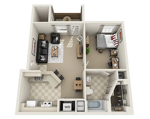 Floor plan 1 Bed 1 Bath