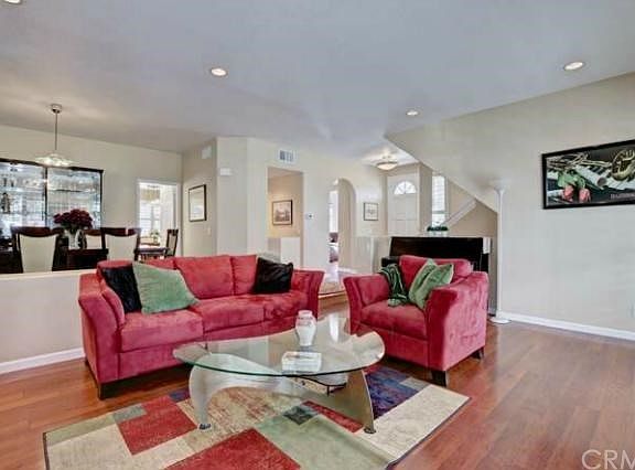 High ceilings with recessed lights.