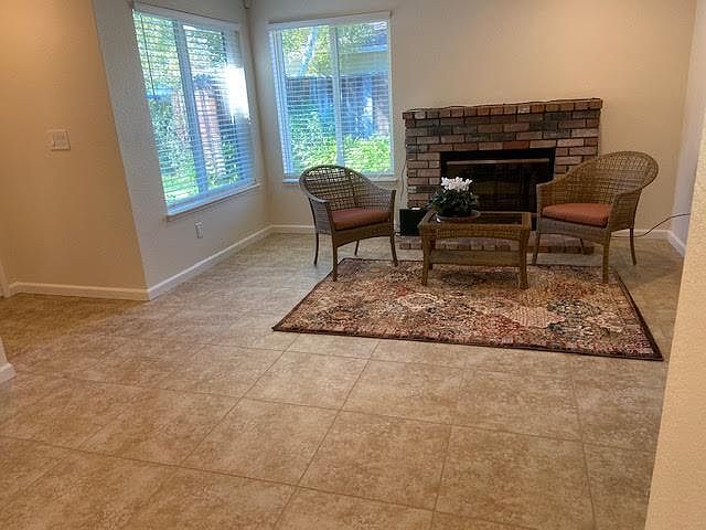 Living room area with fireplace