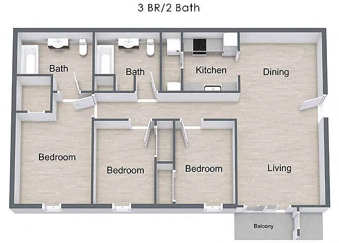 Floor plan Three Bedroom Apartment