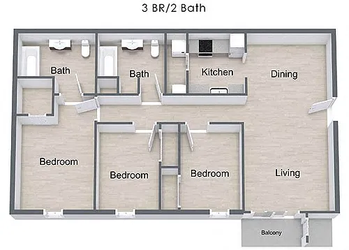Floor plan Three Bedroom Apartment