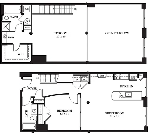Floor plan AC-AL Two Bedroom, Two Bathroom