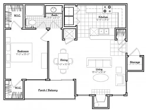 Floor plan One-bedroom One Bath