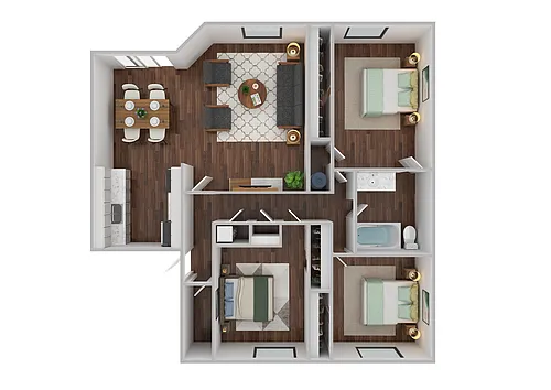 Floor plan Three-Bedroom