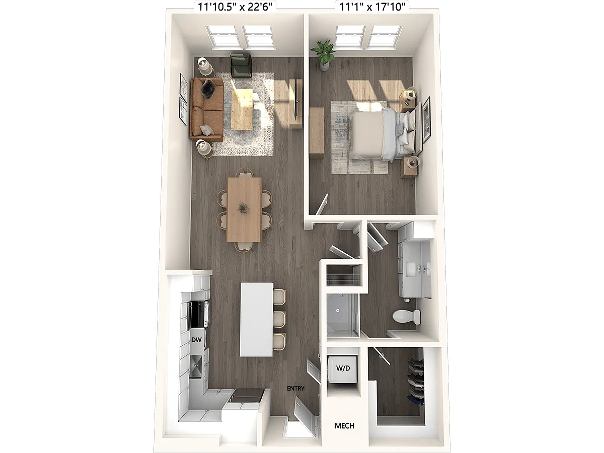 Floor plan A2-911sf-443-665