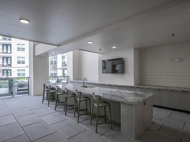 Outdoor kitchen with seating