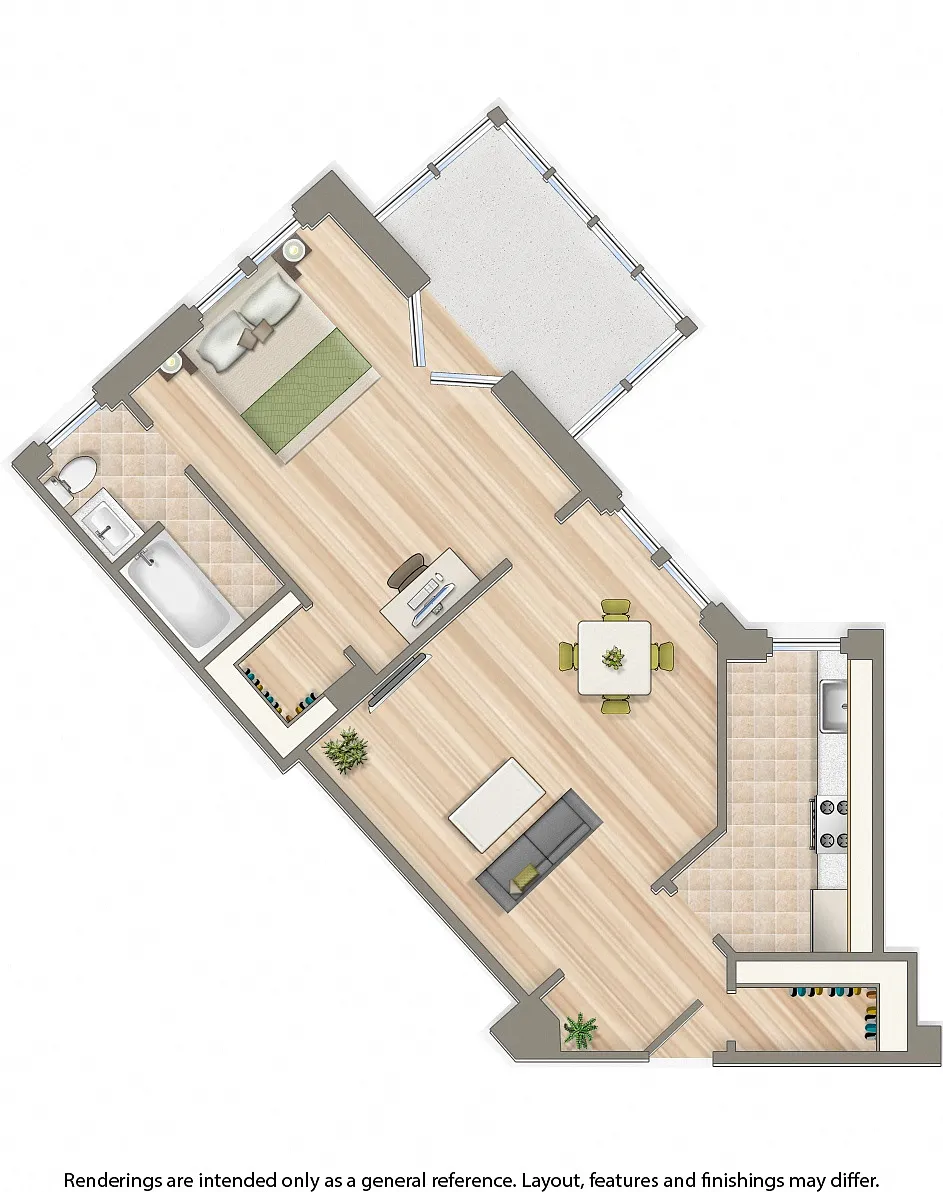Floor plan 1 Bedroom B Tier 03