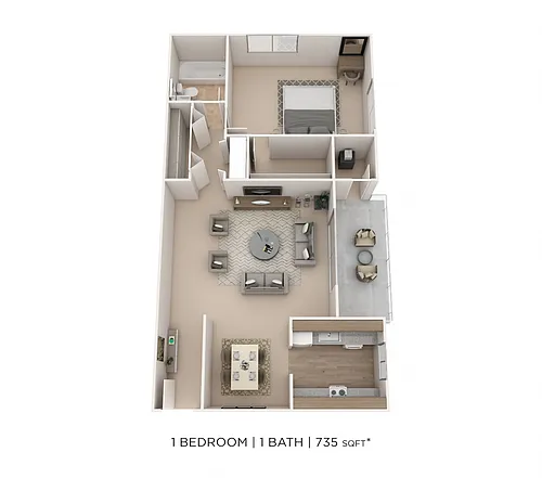 Floor plan One Bedroom - 735 sqft