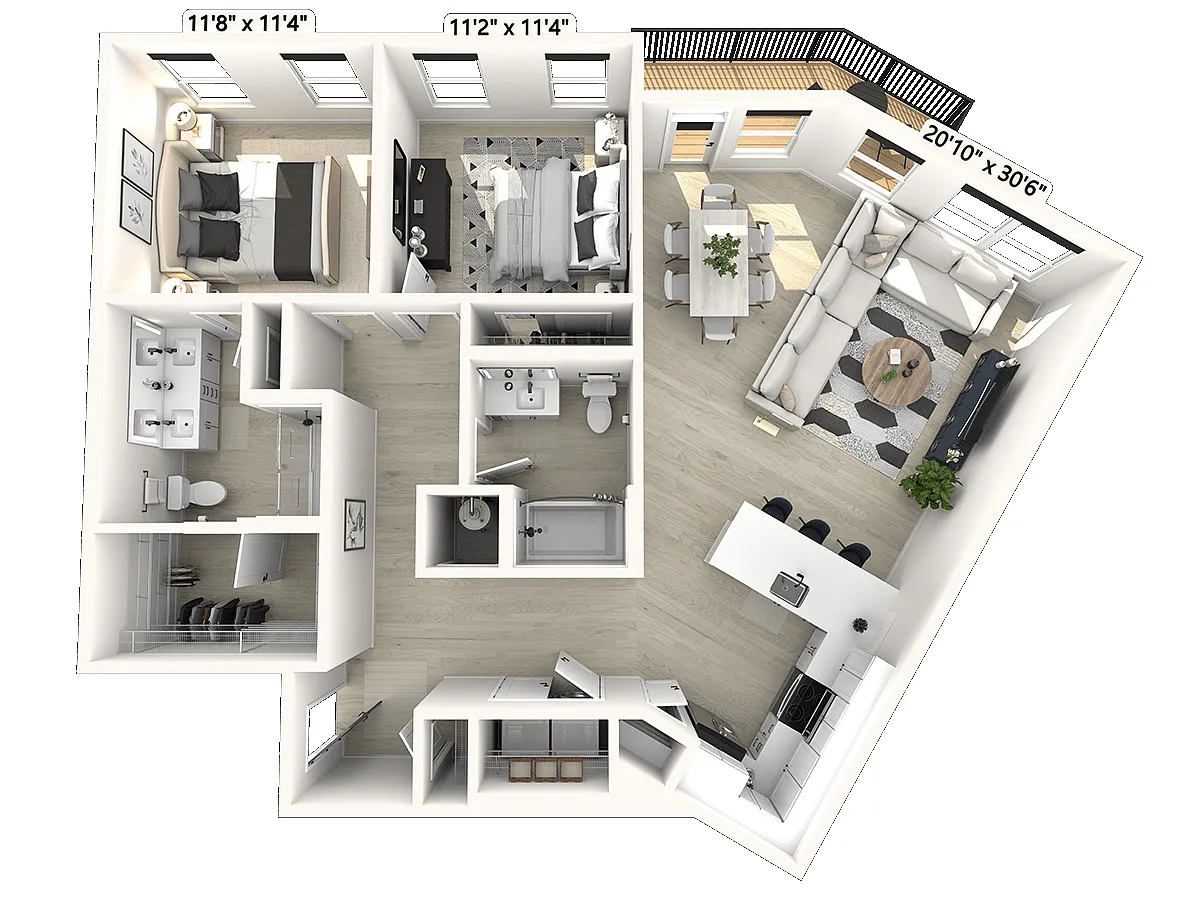 Floor plan C91 - 2 Bedroom 2 Bathroom
