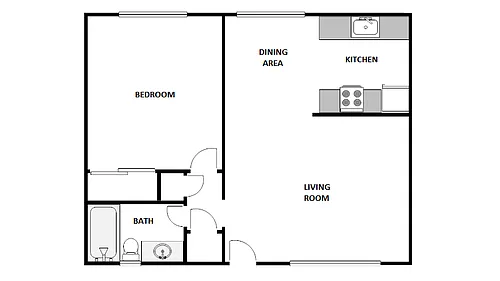 Floor plan 1 Bed / 1 Bath: Type C