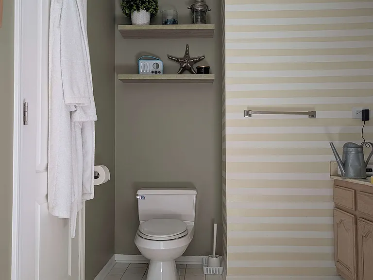Second floor bathroom with a double vanity