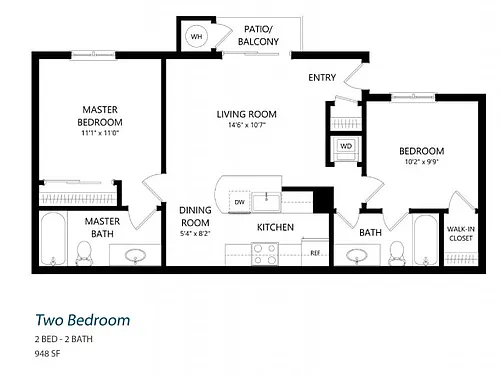 Floor plan 2 Bed 2 Bath