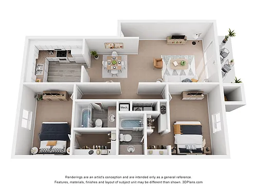 Floor plan 2x2 1059 SQ FT