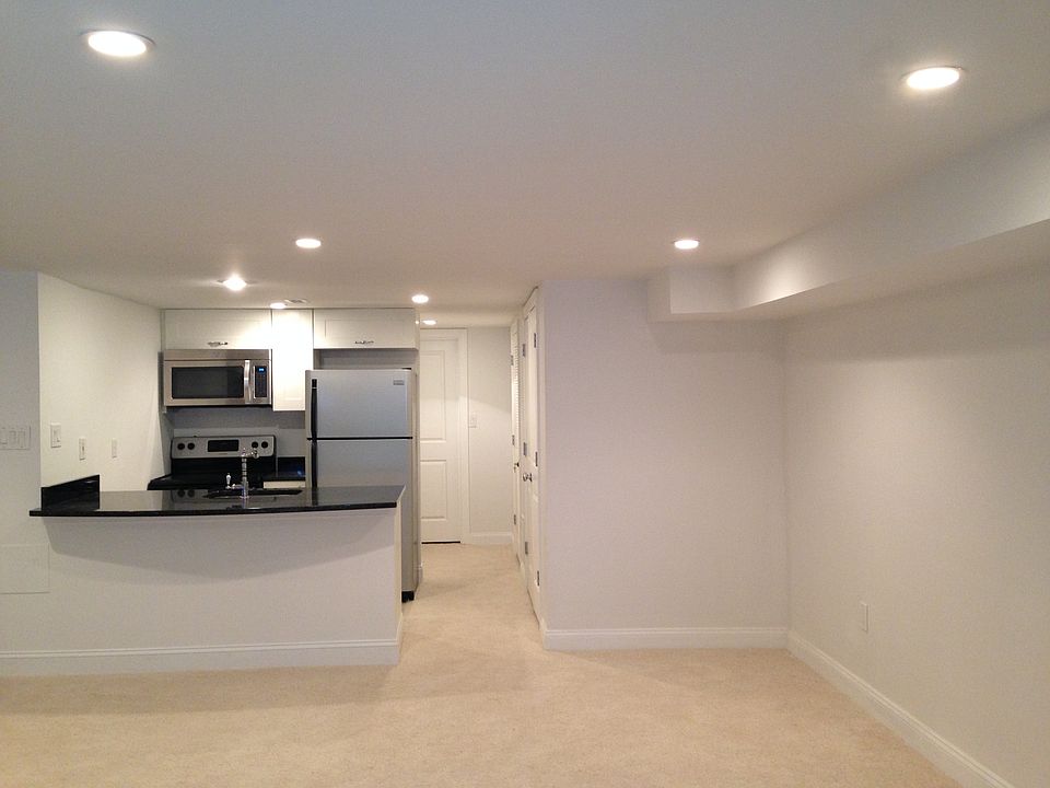 View from the front door through the living room into the ki