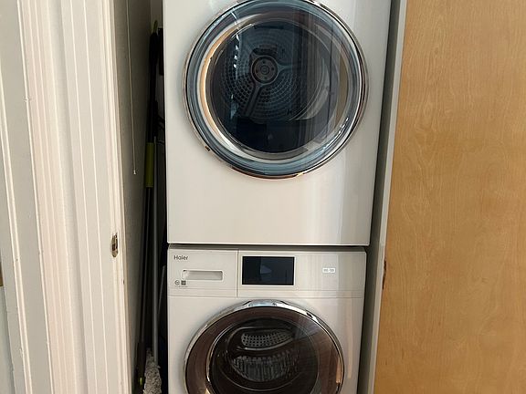 New front load washer and dryer. Highly energy efficient.