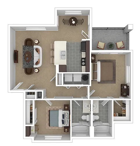 Floor plan 2 Bedroom 2 Bath