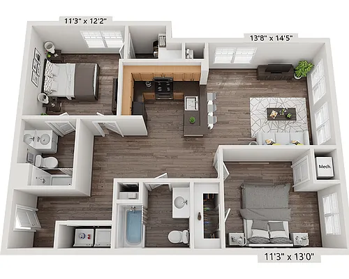 Floor plan Two Bedroom B2C