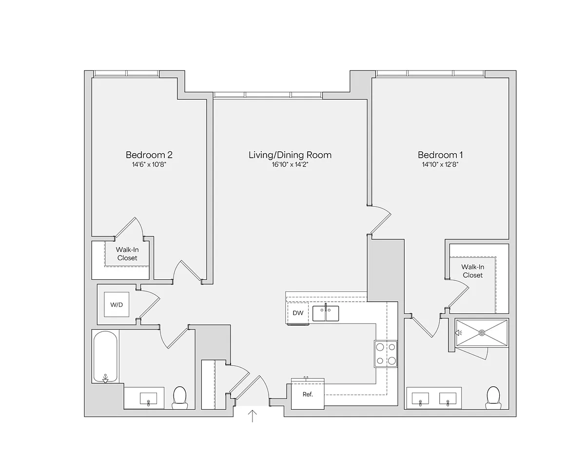 Floor plan 2BR 2BA (1207 SF)
