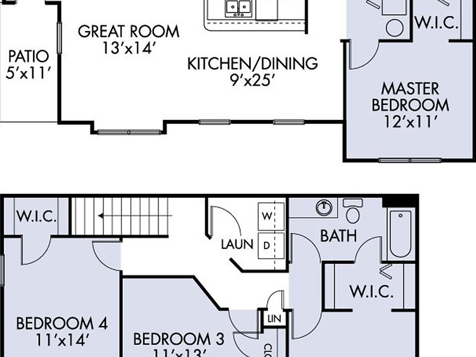 Four bed/two bath floorplan