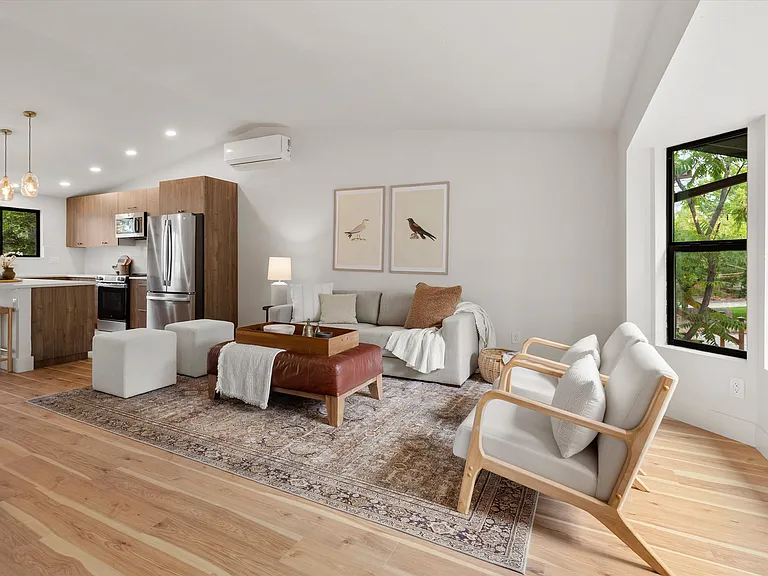 Living room. Staged, rental is unfurnished