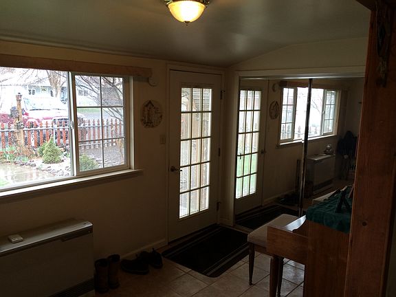 front door with mirror image