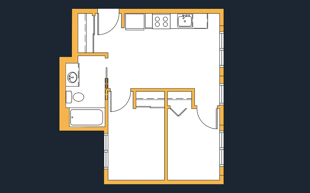 Floor plan 2 Bedroom - No Balcony