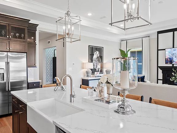 Kitchen island with pendant lighting