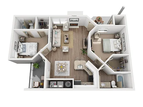 Floor plan B2: 2 Bed 2 Bath