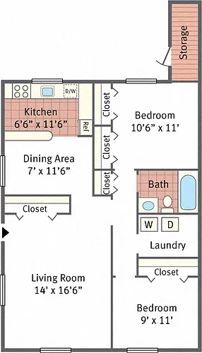 Floor plan Two Bedroom Rancher