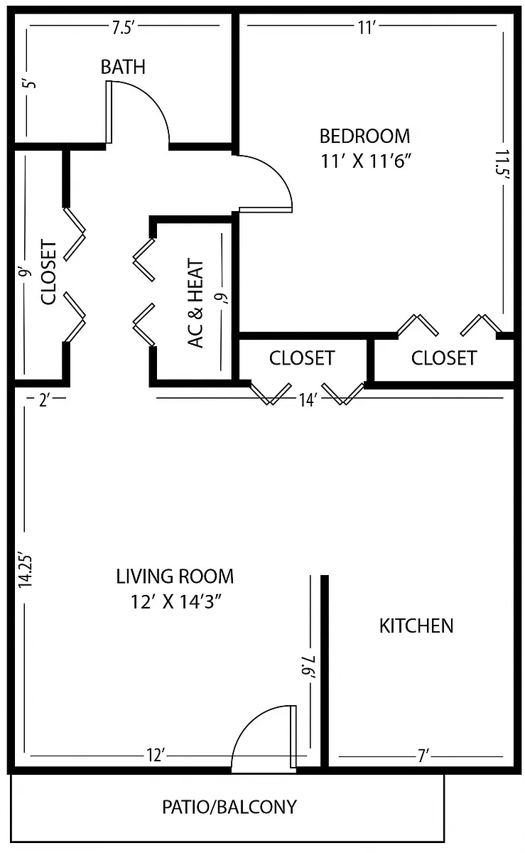 Floor plan 1 Bed 1 Bath
