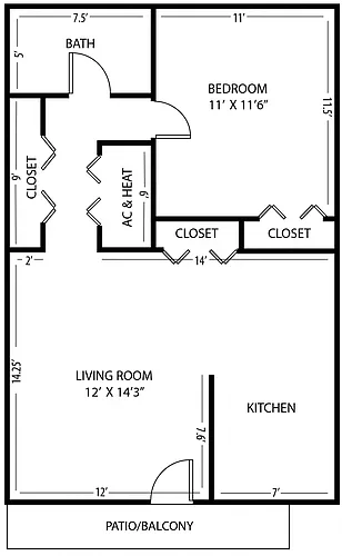 Floor plan 1 Bed 1 Bath