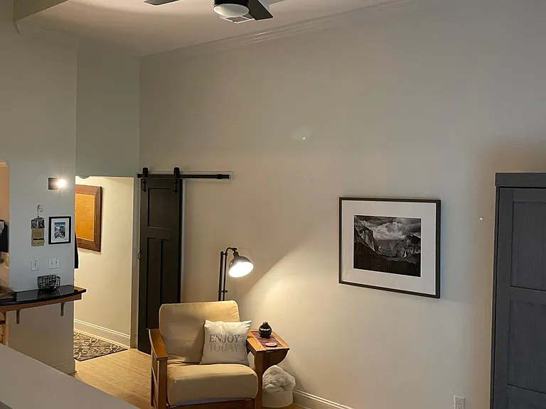 High ceilings. New light fixtures.