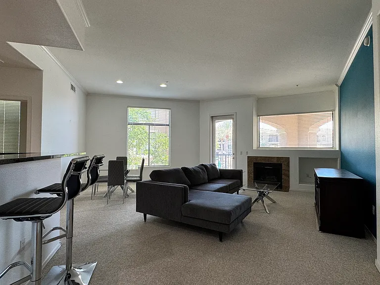 Living area with electric fireplace